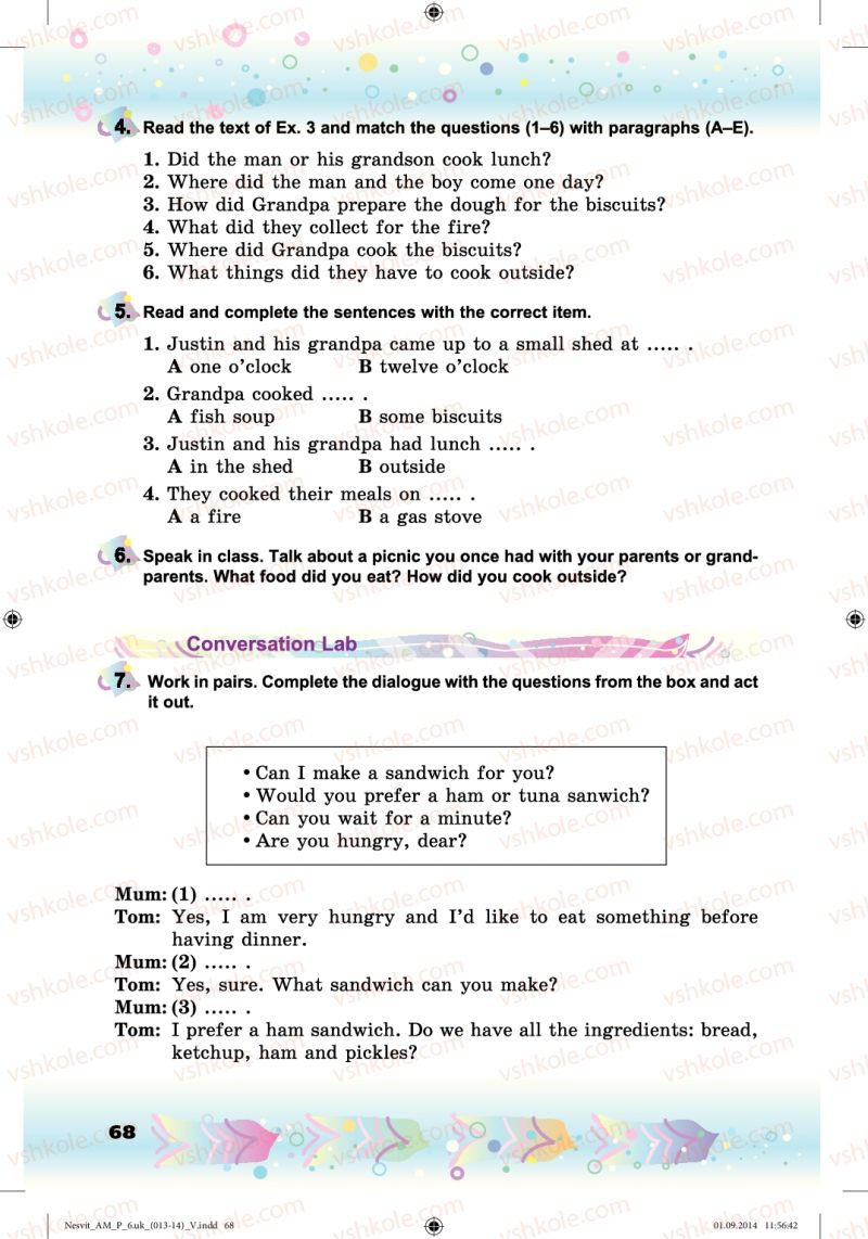 Страница 68 | Підручник Англiйська мова 6 клас А.М. Несвіт 2014