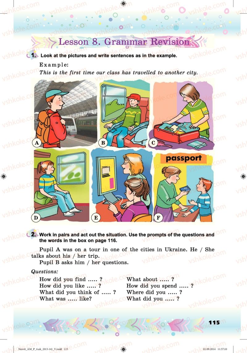 Страница 115 | Підручник Англiйська мова 6 клас А.М. Несвіт 2014