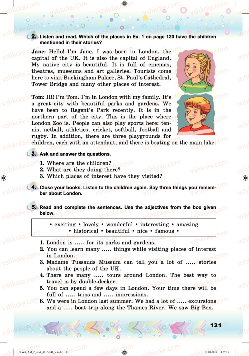 Страница 121 | Підручник Англiйська мова 6 клас А.М. Несвіт 2014