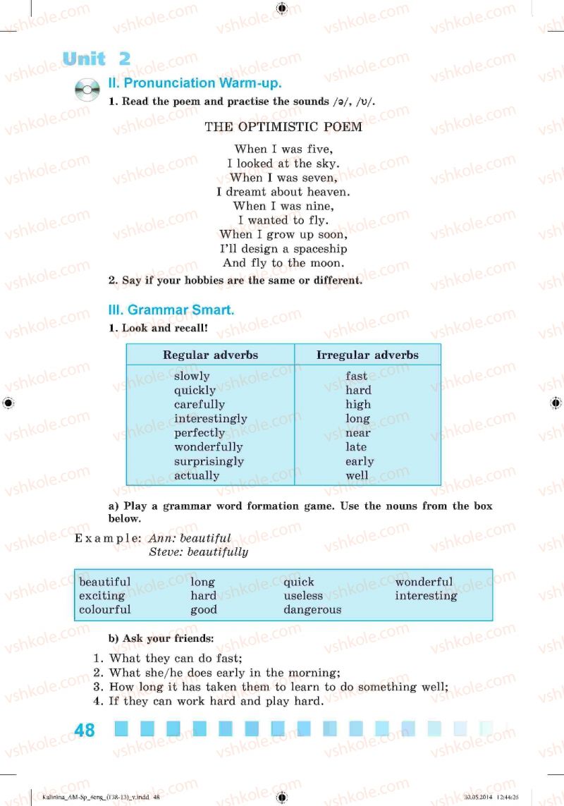 Страница 48 | Підручник Англiйська мова 6 клас Л.В. Калініна, І.В. Самойлюкевич 2014