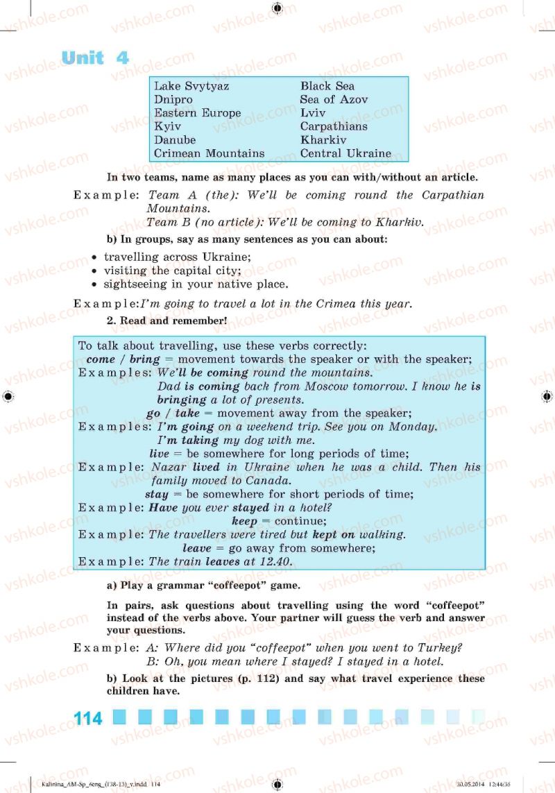 Страница 114 | Підручник Англiйська мова 6 клас Л.В. Калініна, І.В. Самойлюкевич 2014