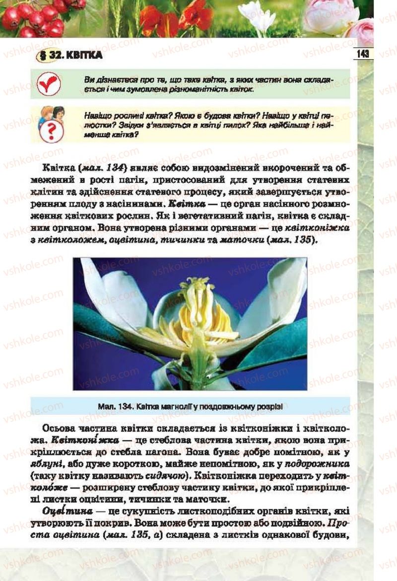 Страница 143 | Підручник Біологія 6 клас І.Ю. Костіков, С.О. Волгін, В.В. Додь 2014