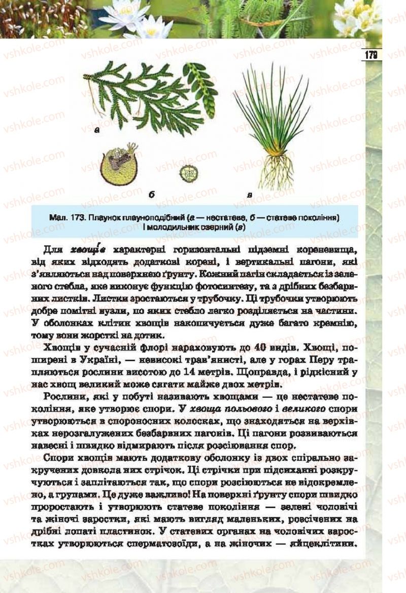 Страница 179 | Підручник Біологія 6 клас І.Ю. Костіков, С.О. Волгін, В.В. Додь 2014