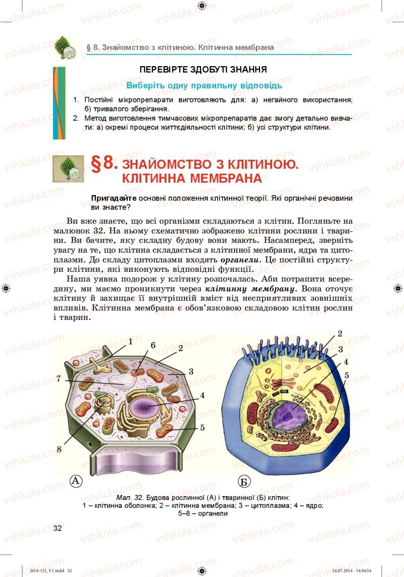 Страница 32 | Підручник Біологія 6 клас Л.І. Остапченко, П.Г. Балан, Н.Ю. Матяш 2014
