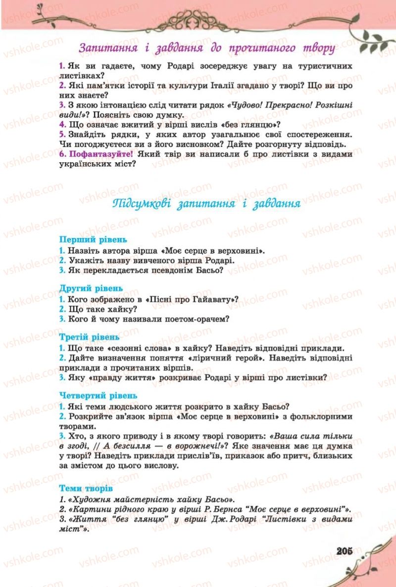 Страница 205 | Підручник Зарубіжна література 6 клас Є.В. Волощук 2014