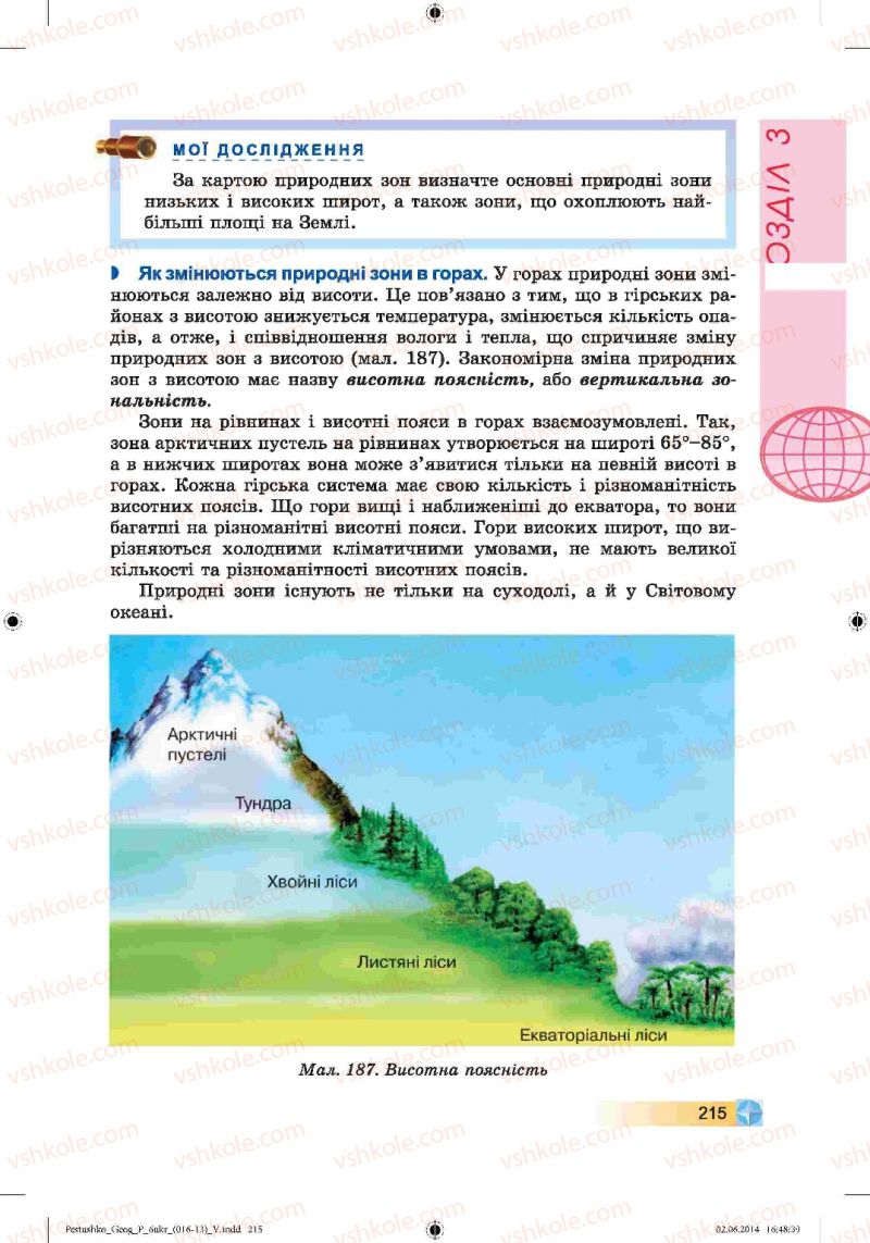 Страница 215 | Підручник Географія 6 клас В.Ю. Пестушко, Г.Ш. Уварова 2014