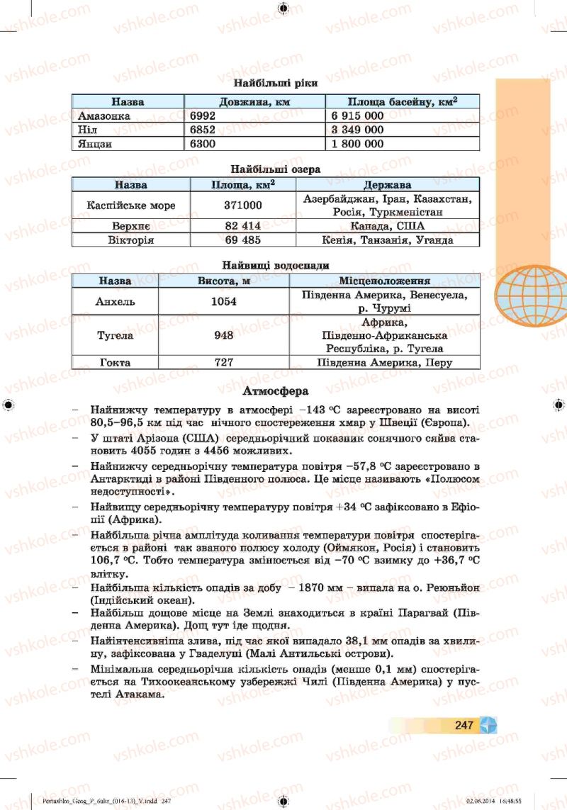 Страница 247 | Підручник Географія 6 клас В.Ю. Пестушко, Г.Ш. Уварова 2014