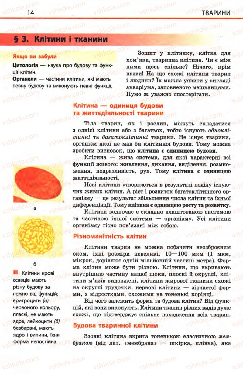 Страница 14 | Підручник Біологія 8 клас Н.В. Запорожець, С.В. Влащенко 2008