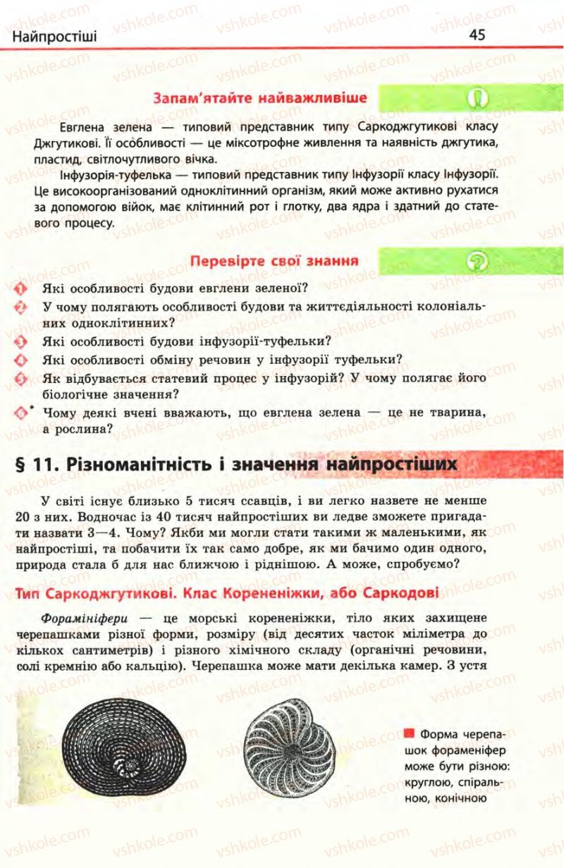 Страница 45 | Підручник Біологія 8 клас Н.В. Запорожець, С.В. Влащенко 2008