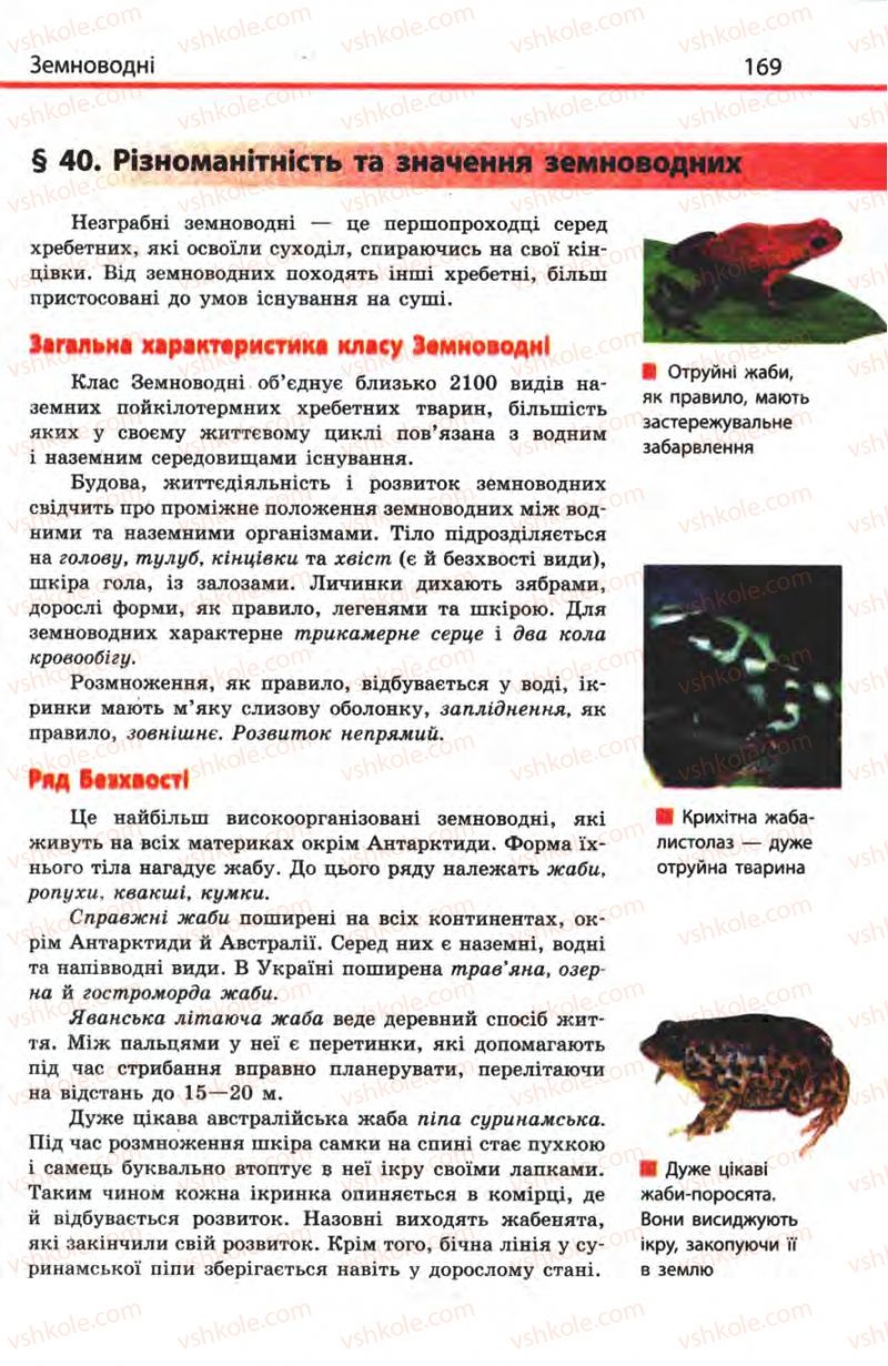 Страница 169 | Підручник Біологія 8 клас Н.В. Запорожець, С.В. Влащенко 2008