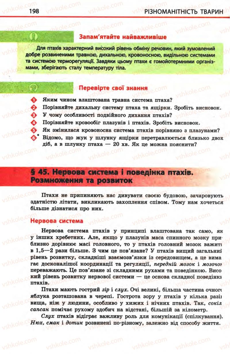 Страница 198 | Підручник Біологія 8 клас Н.В. Запорожець, С.В. Влащенко 2008