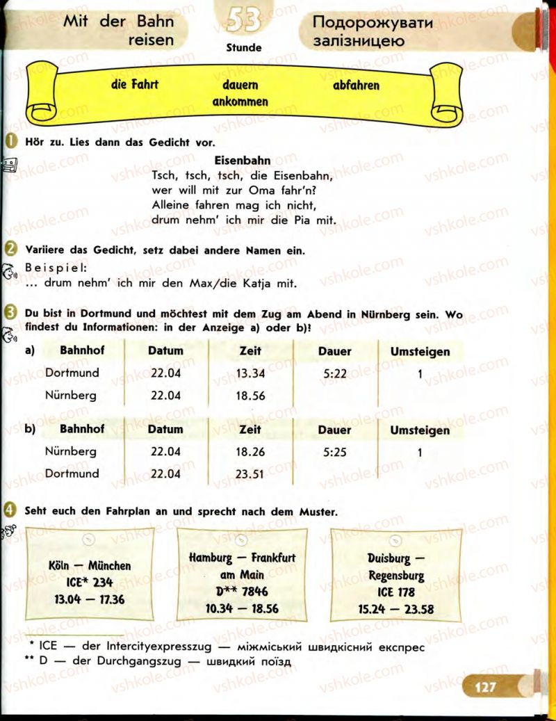 Страница 127 | Підручник Німецька мова 7 клас С.І. Сотникова 2010