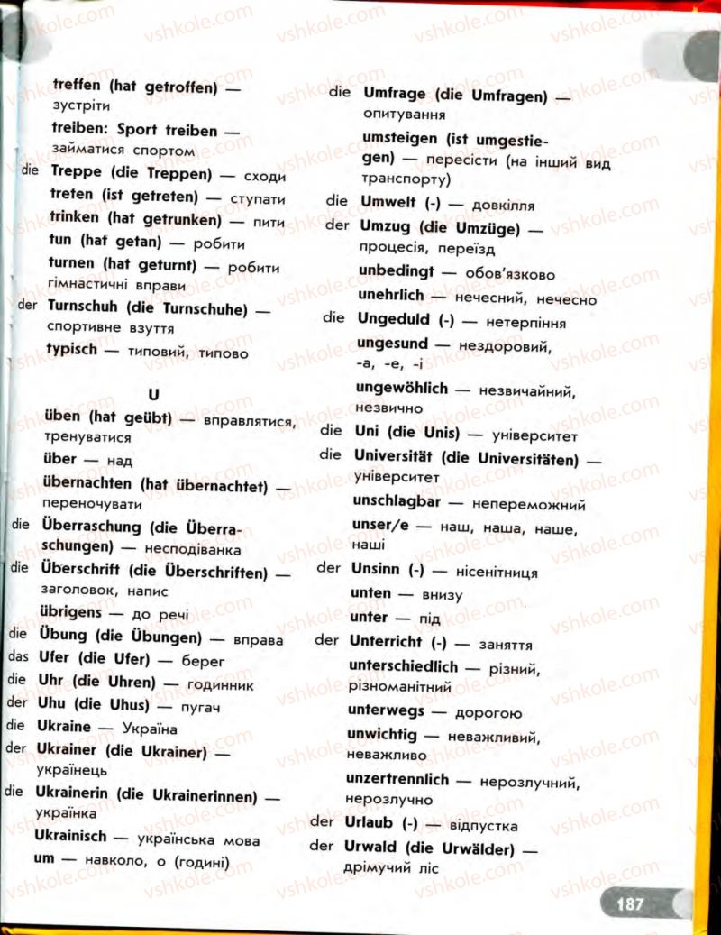 Страница 187 | Підручник Німецька мова 7 клас С.І. Сотникова 2010