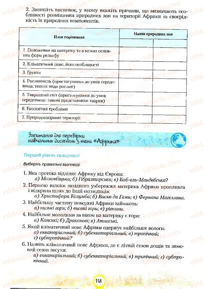 Страница 118 | Підручник Географія 7 клас С.Г. Кобернік, Р.Р. Коваленко 2007