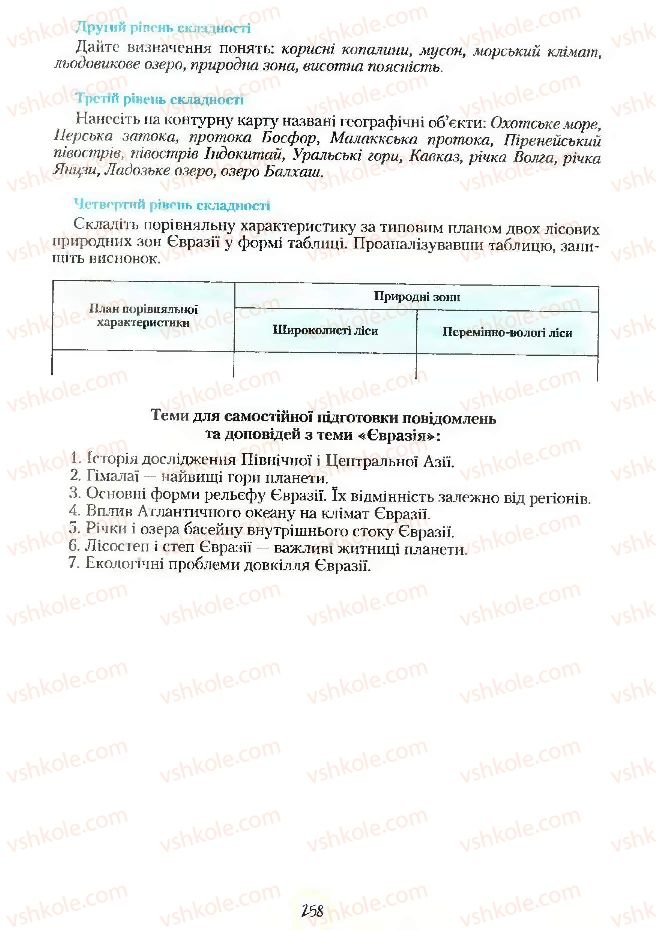 Страница 258 | Підручник Географія 7 клас С.Г. Кобернік, Р.Р. Коваленко 2007