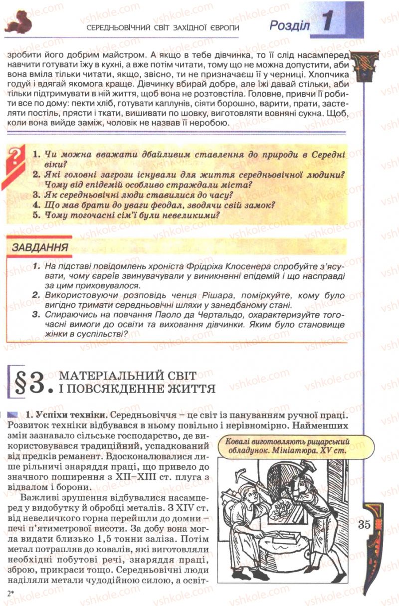 Страница 35 | Підручник Всесвітня історія 7 клас Н.Г. Подаляк 2007