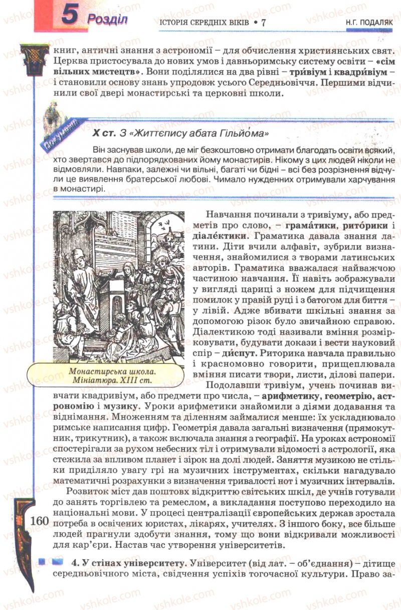 Страница 160 | Підручник Всесвітня історія 7 клас Н.Г. Подаляк 2007
