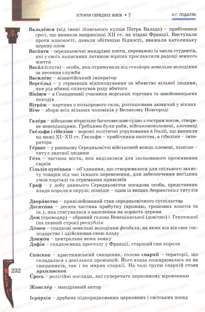 Страница 232 | Підручник Всесвітня історія 7 клас Н.Г. Подаляк 2007