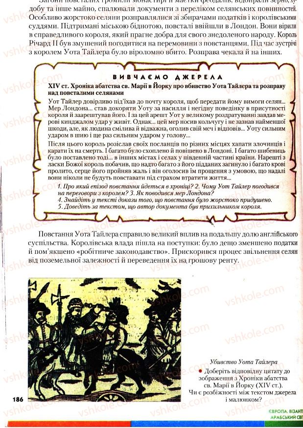 Страница 186 | Підручник Всесвітня історія 7 клас І.М. Ліхтей 2007