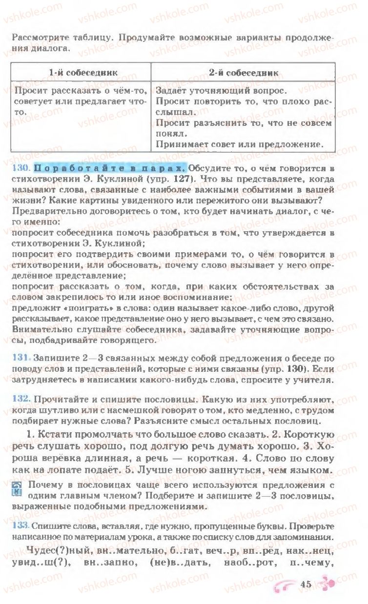Страница 45 | Підручник Русский язык 7 клас И.Ф. Гудзик, В.А. Корсаков, О.К. Сакович 2007