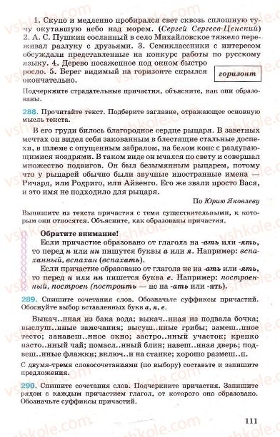 Страница 111 | Підручник Русский язык 7 клас Г.А. Михайловская, Н.А. Пашковская, В.А. Корсаков, Е.В. Барабашова 2010