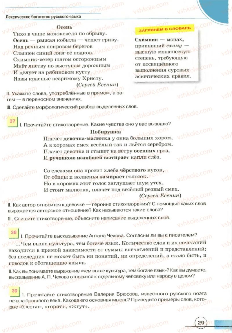 Страница 29 | Підручник Русский язык 7 клас Е.И. Быкова, Л.В. Давидюк, В.И. Стативка 2007