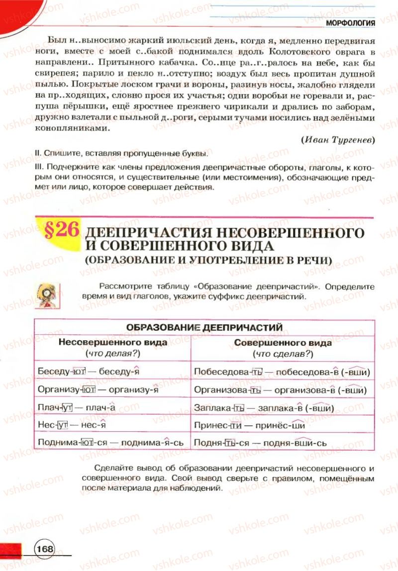 Страница 168 | Підручник Русский язык 7 клас Е.И. Быкова, Л.В. Давидюк, В.И. Стативка 2007