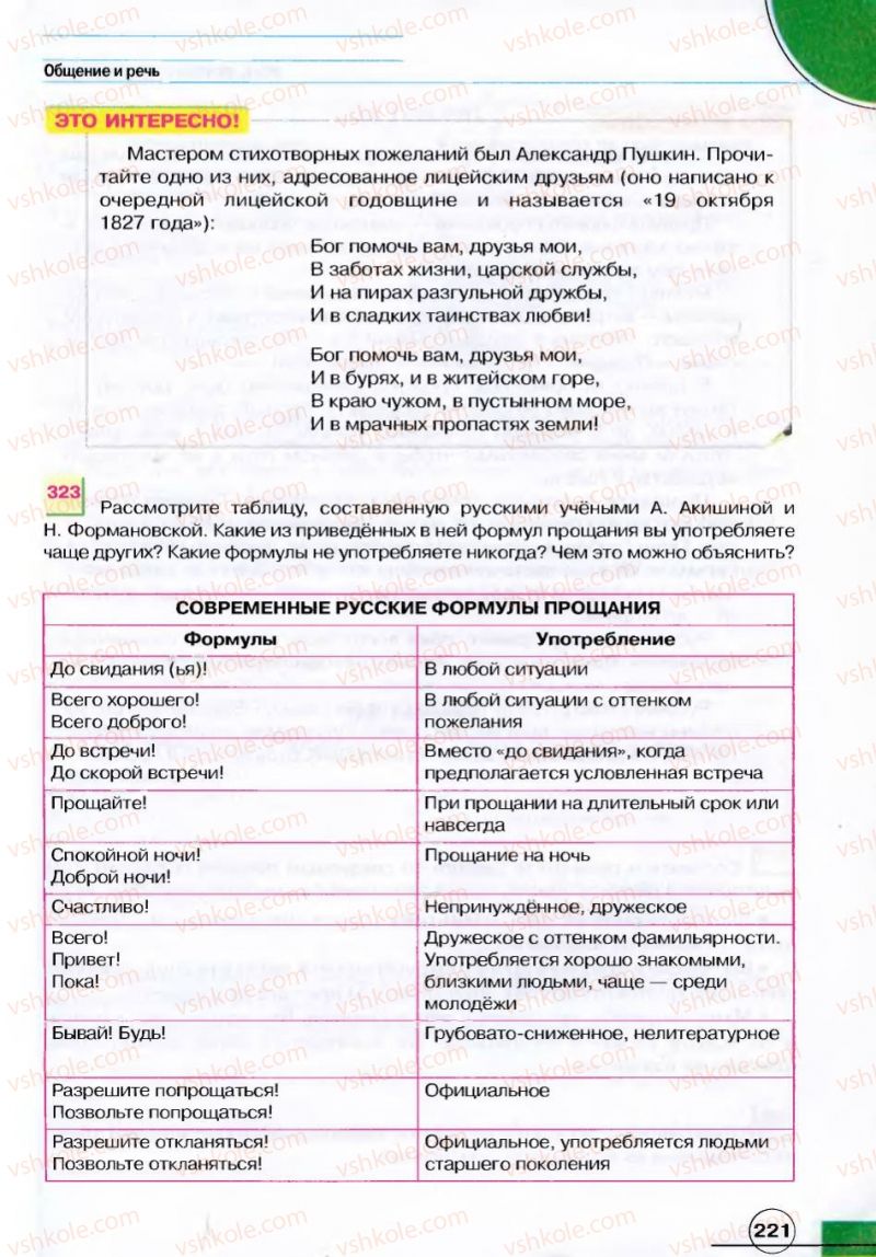 Страница 221 | Підручник Русский язык 7 клас Е.И. Быкова, Л.В. Давидюк, В.И. Стативка 2007