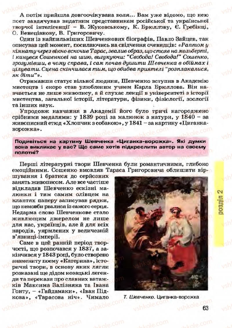 Страница 63 | Підручник Українська література 7 клас І.О. Міщенко 2007