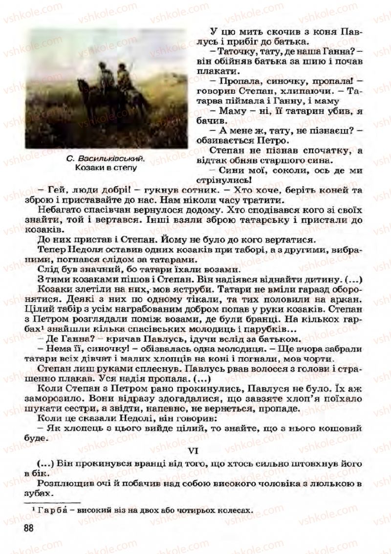 Страница 88 | Підручник Українська література 7 клас І.О. Міщенко 2007