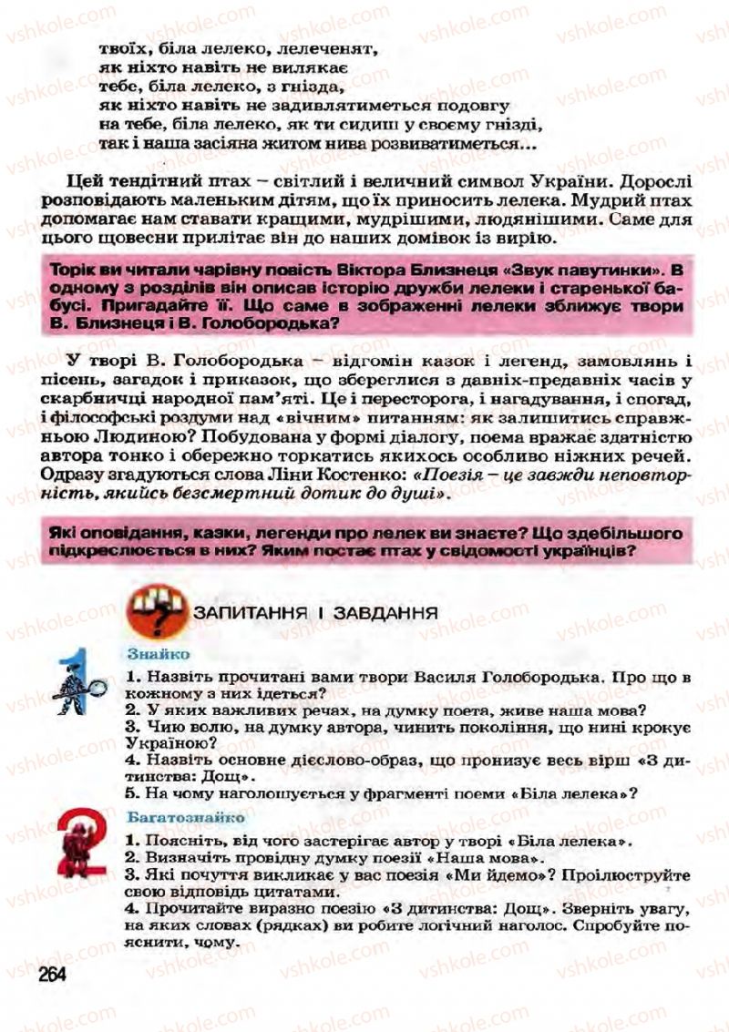 Страница 264 | Підручник Українська література 7 клас І.О. Міщенко 2007