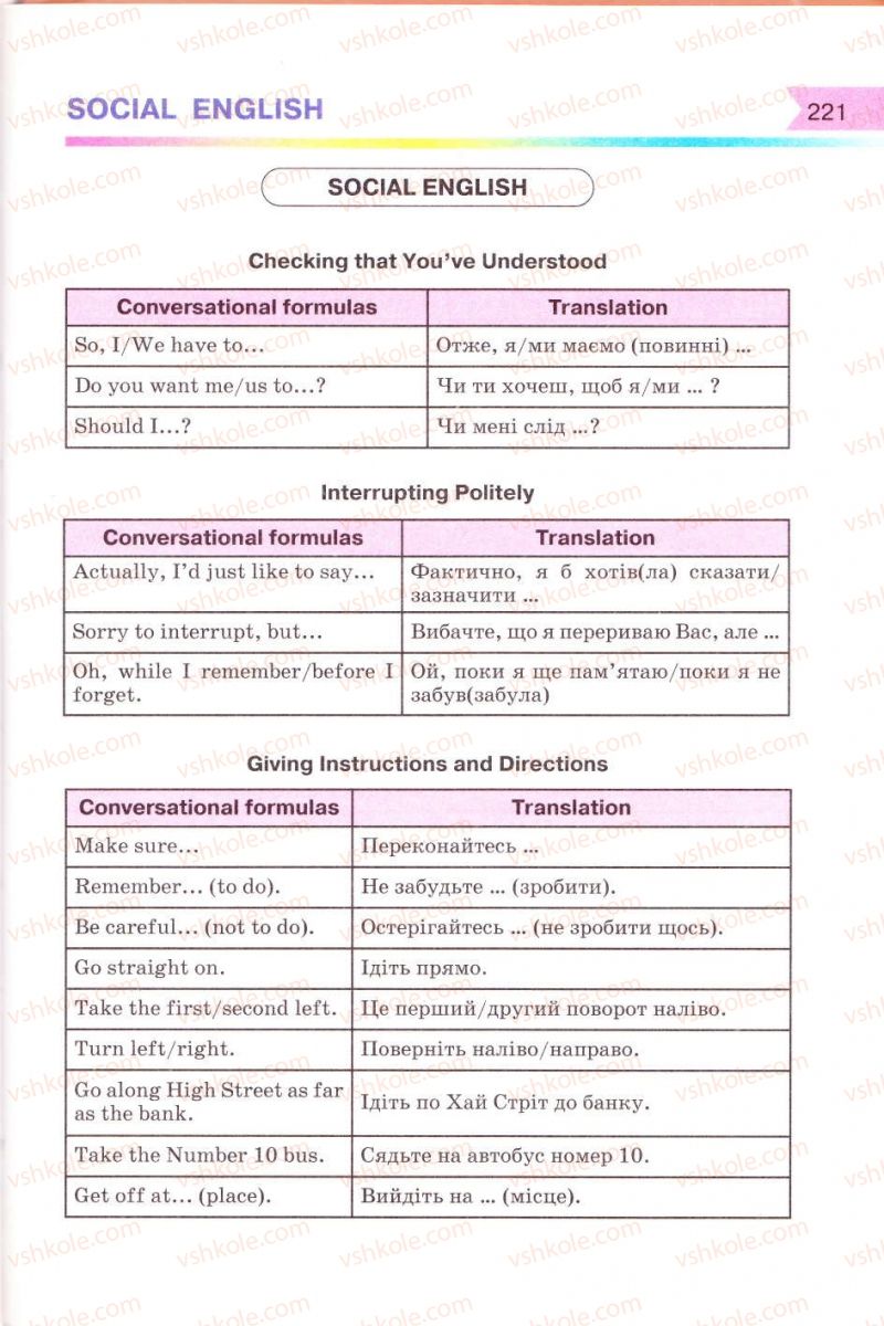 Страница 221 | Підручник Англiйська мова 8 клас А.М. Несвіт 2008