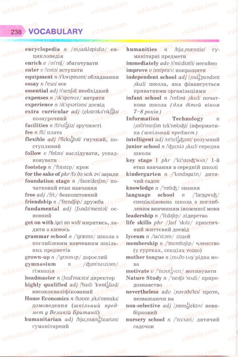 Страница 238 | Підручник Англiйська мова 8 клас А.М. Несвіт 2008