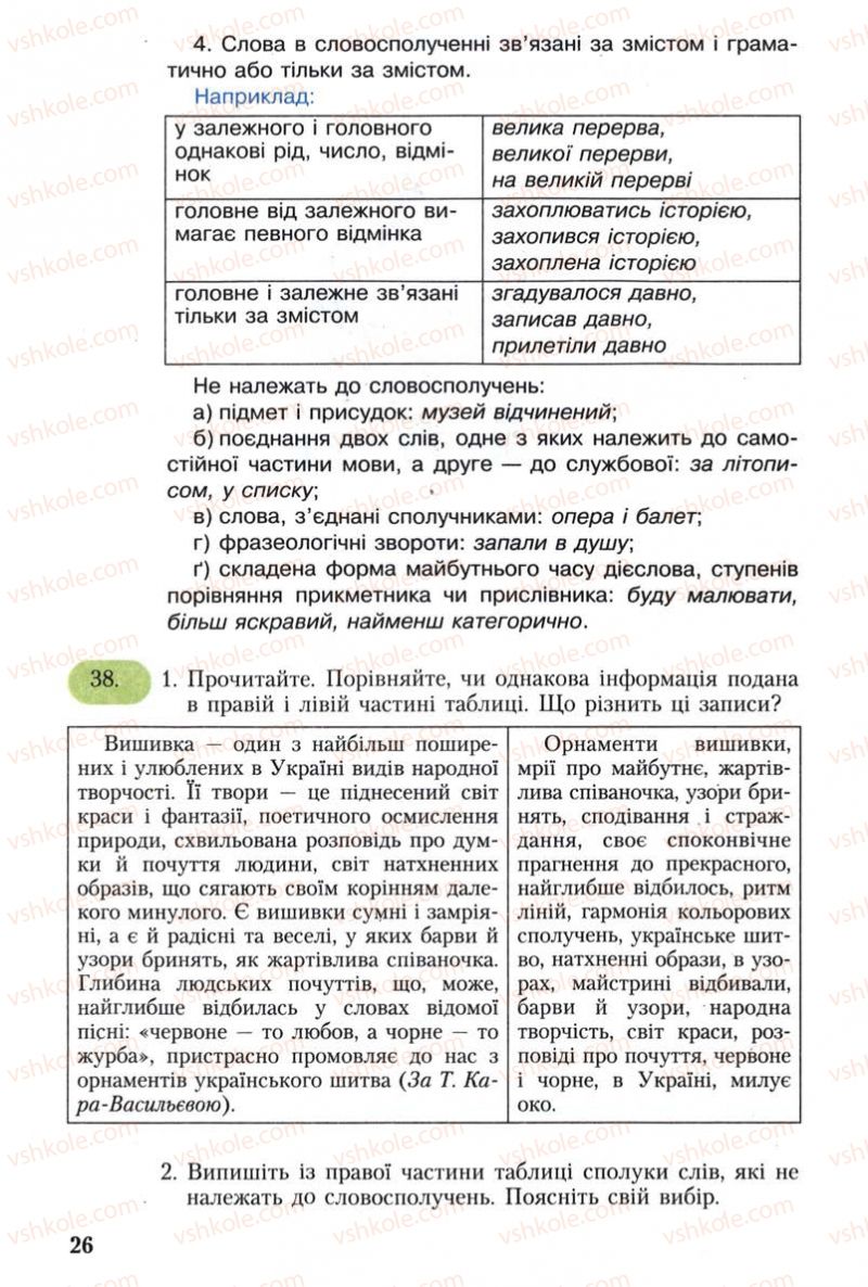 Страница 26 | Підручник Українська мова 8 клас С.Я. Єрмоленко, В.Т. Сичова 2008