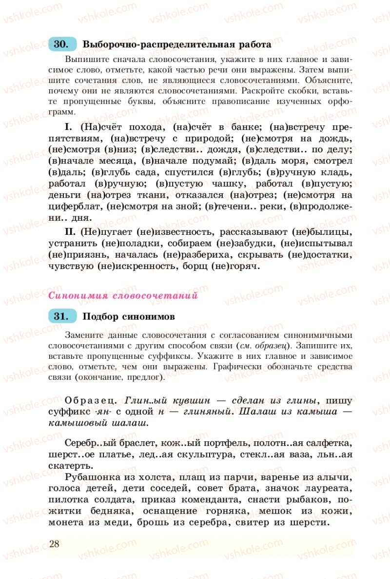 Страница 28 | Підручник Русский язык 8 клас А.Н. Рудяков, Т.Я. Фролова 2008
