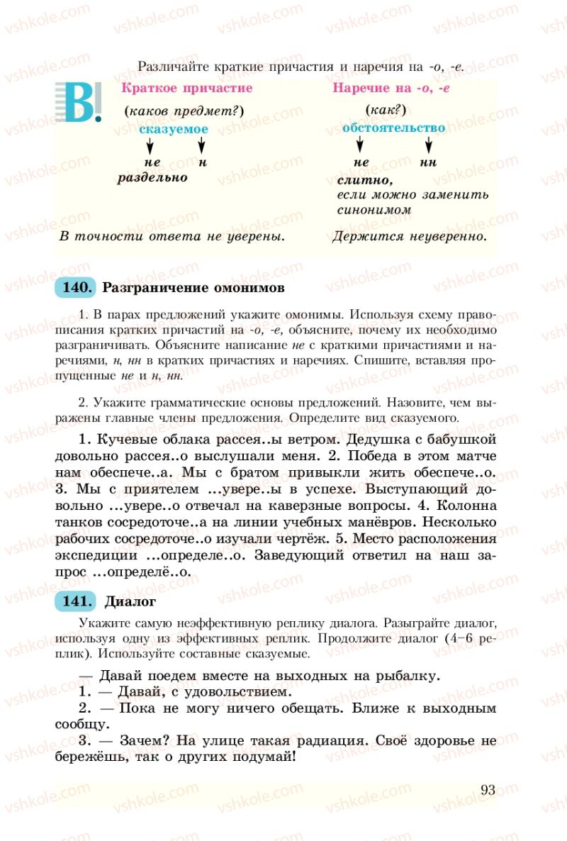 Страница 93 | Підручник Русский язык 8 клас А.Н. Рудяков, Т.Я. Фролова 2008
