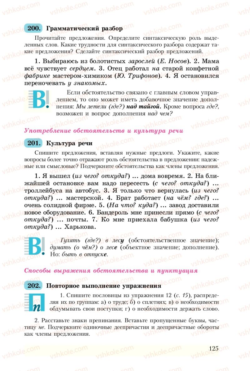 Страница 125 | Підручник Русский язык 8 клас А.Н. Рудяков, Т.Я. Фролова 2008