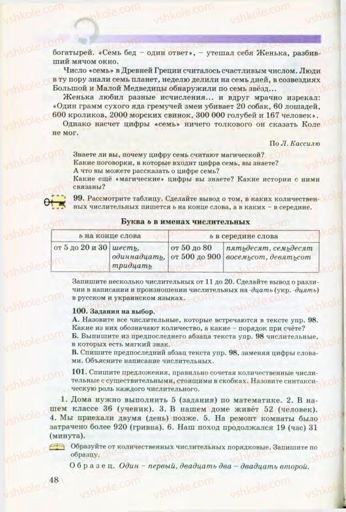 Страница 48 | Підручник Русский язык 8 клас Т.М. Полякова, Е.И. Самонова, В.В. Дьяченко 2008