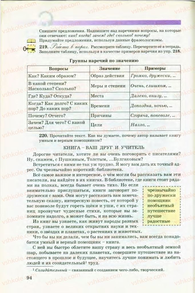 Страница 94 | Підручник Русский язык 8 клас Т.М. Полякова, Е.И. Самонова, В.В. Дьяченко 2008