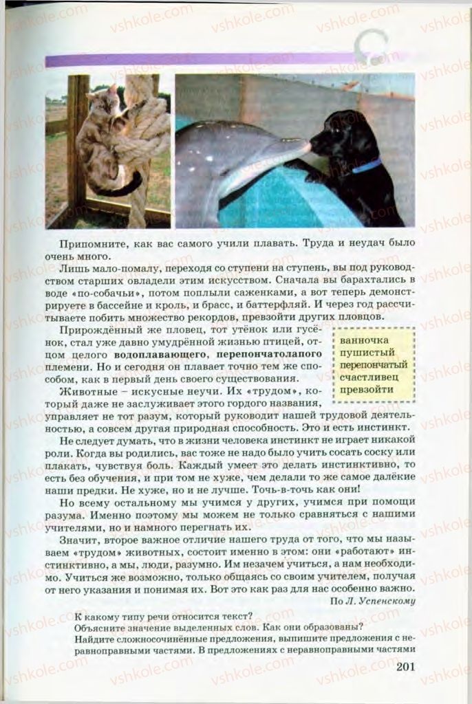 Страница 201 | Підручник Русский язык 8 клас Т.М. Полякова, Е.И. Самонова, В.В. Дьяченко 2008
