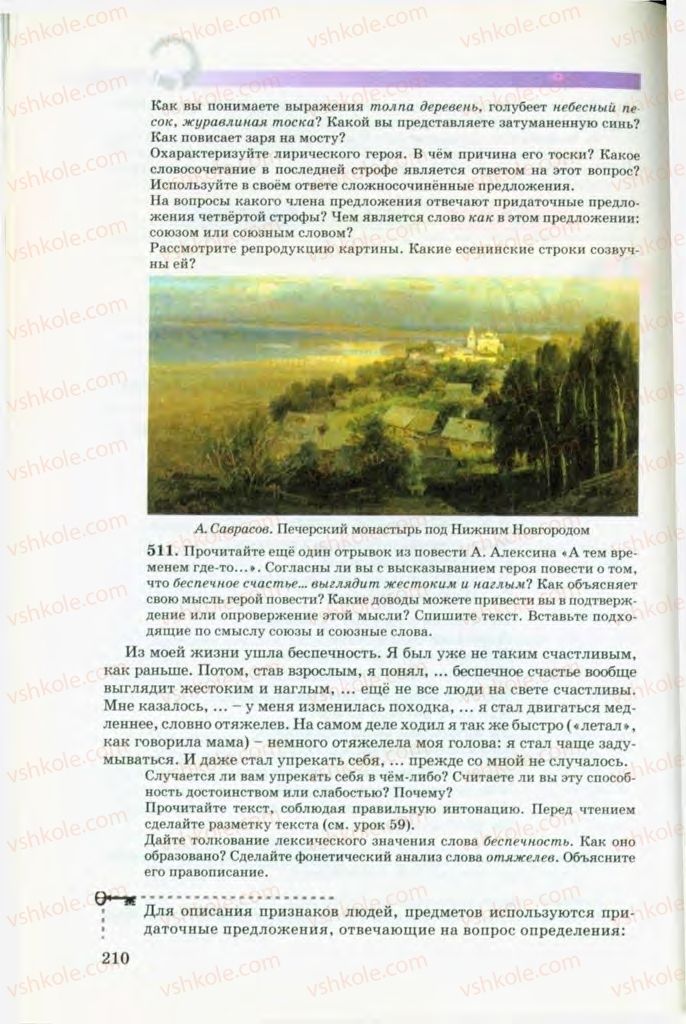 Страница 210 | Підручник Русский язык 8 клас Т.М. Полякова, Е.И. Самонова, В.В. Дьяченко 2008