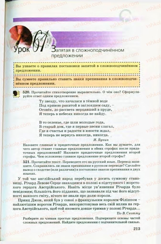 Страница 213 | Підручник Русский язык 8 клас Т.М. Полякова, Е.И. Самонова, В.В. Дьяченко 2008