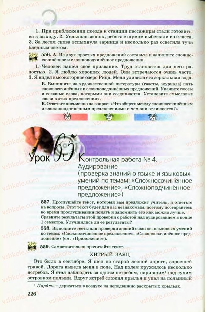 Страница 226 | Підручник Русский язык 8 клас Т.М. Полякова, Е.И. Самонова, В.В. Дьяченко 2008