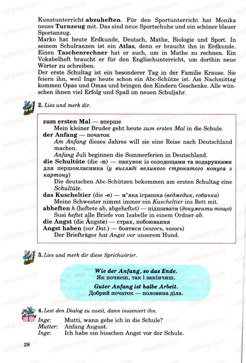 Страница 28 | Підручник Німецька мова 8 клас Н.П. Басай 2009 7 рік навчання