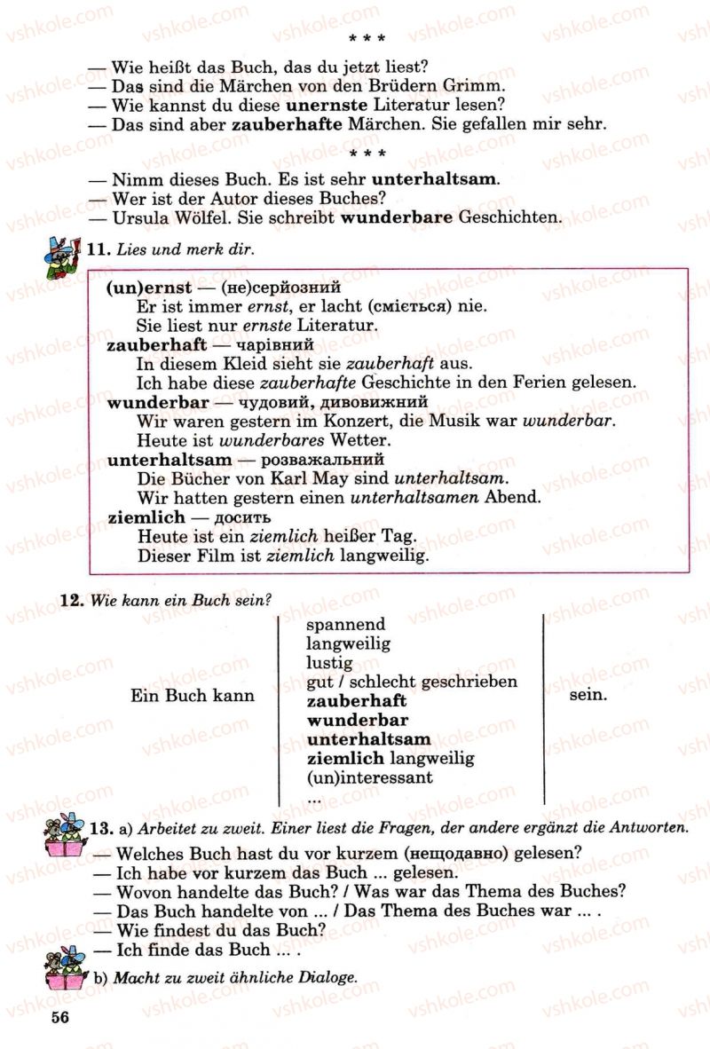 Страница 56 | Підручник Німецька мова 8 клас Н.П. Басай 2009 7 рік навчання
