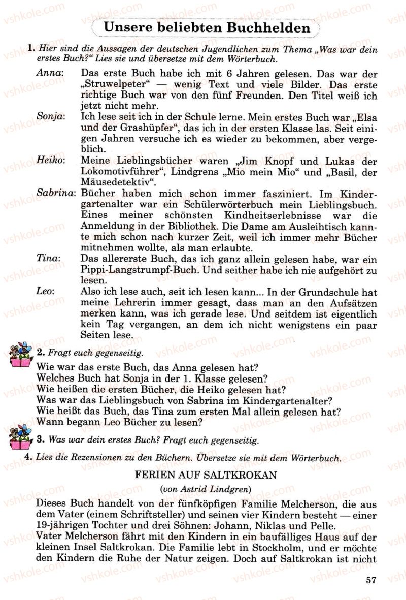 Страница 57 | Підручник Німецька мова 8 клас Н.П. Басай 2009 7 рік навчання