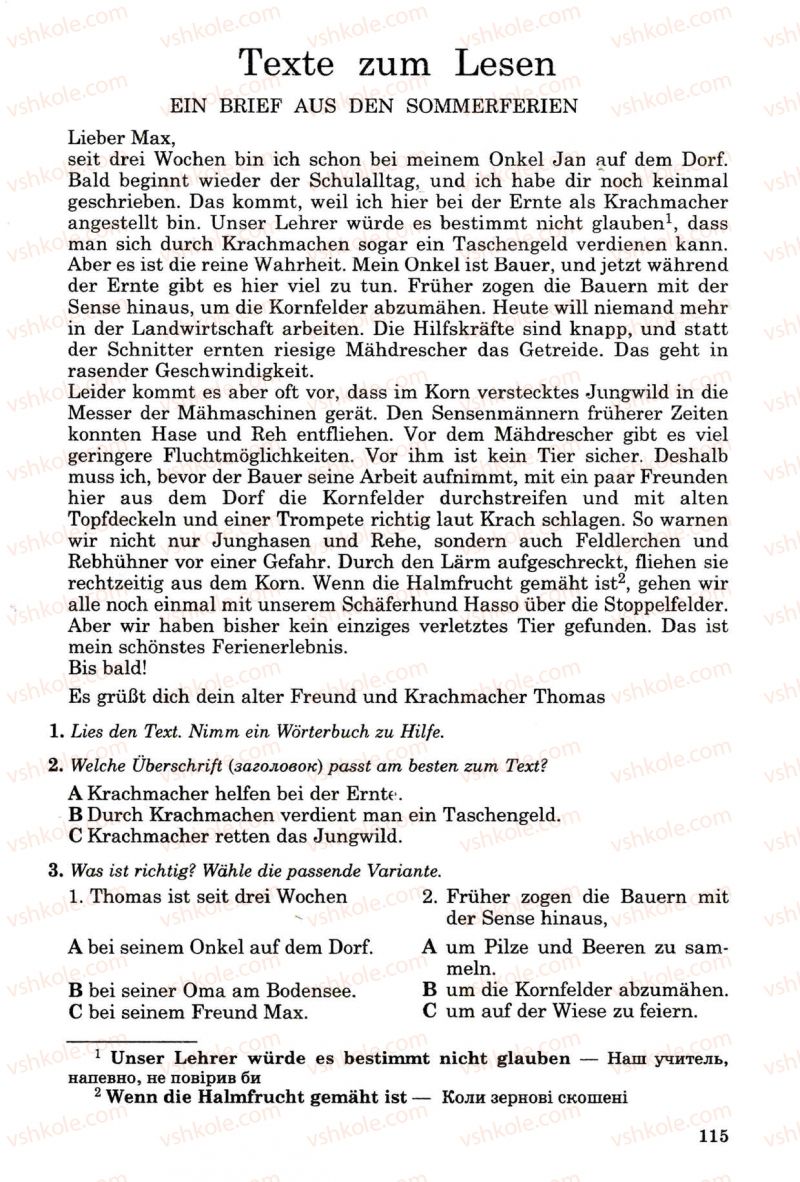 Страница 115 | Підручник Німецька мова 8 клас Н.П. Басай 2009 7 рік навчання