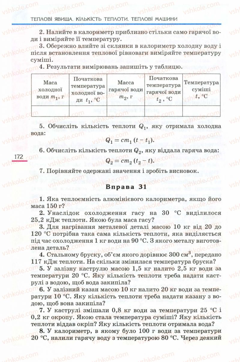 Страница 172 | Підручник Фізика 8 клас Є.В. Коршак, О.І. Ляшенко, В.Ф. Савченко 2008