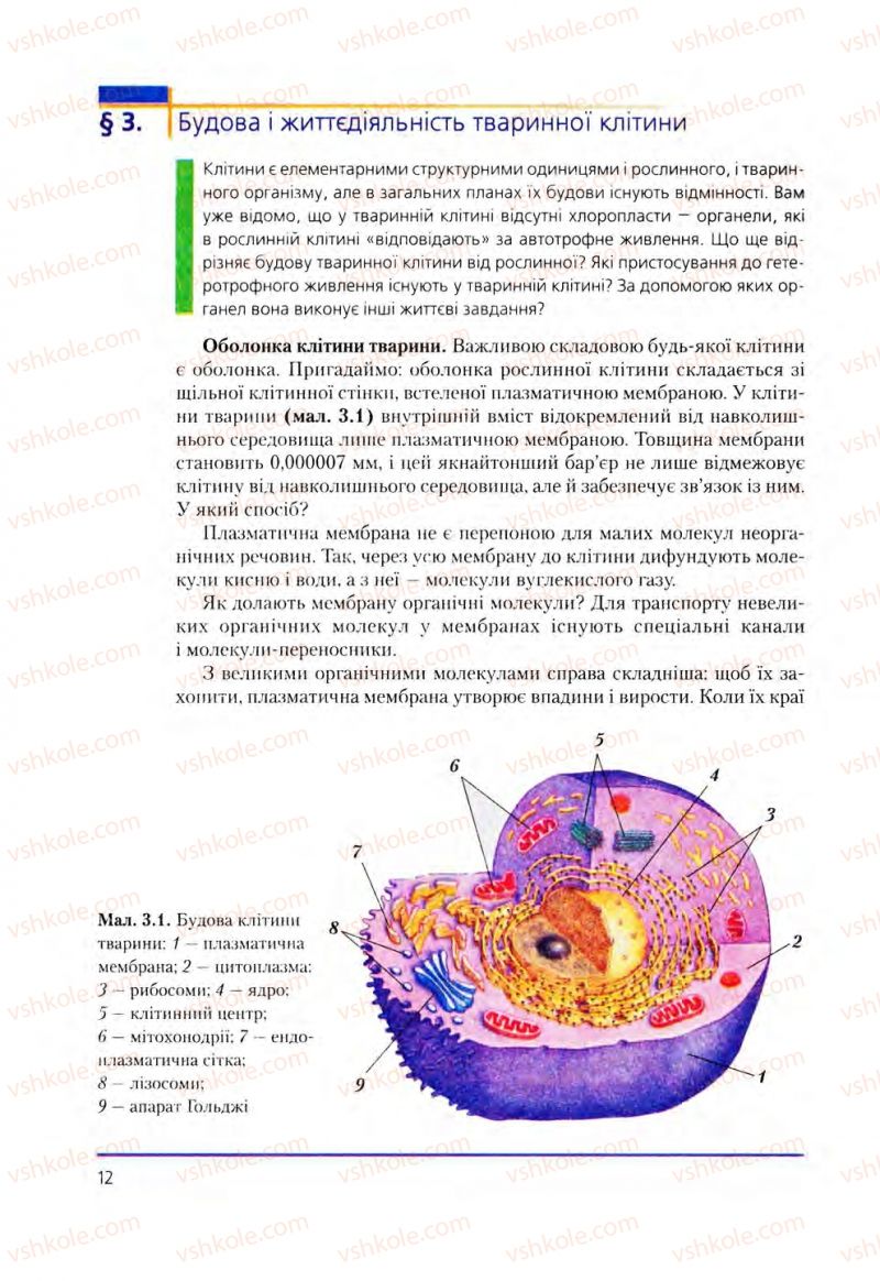 Страница 12 | Підручник Біологія 8 клас Т.І. Базанова, Ю.В. Павіченко, О.Г. Шатровський 2008