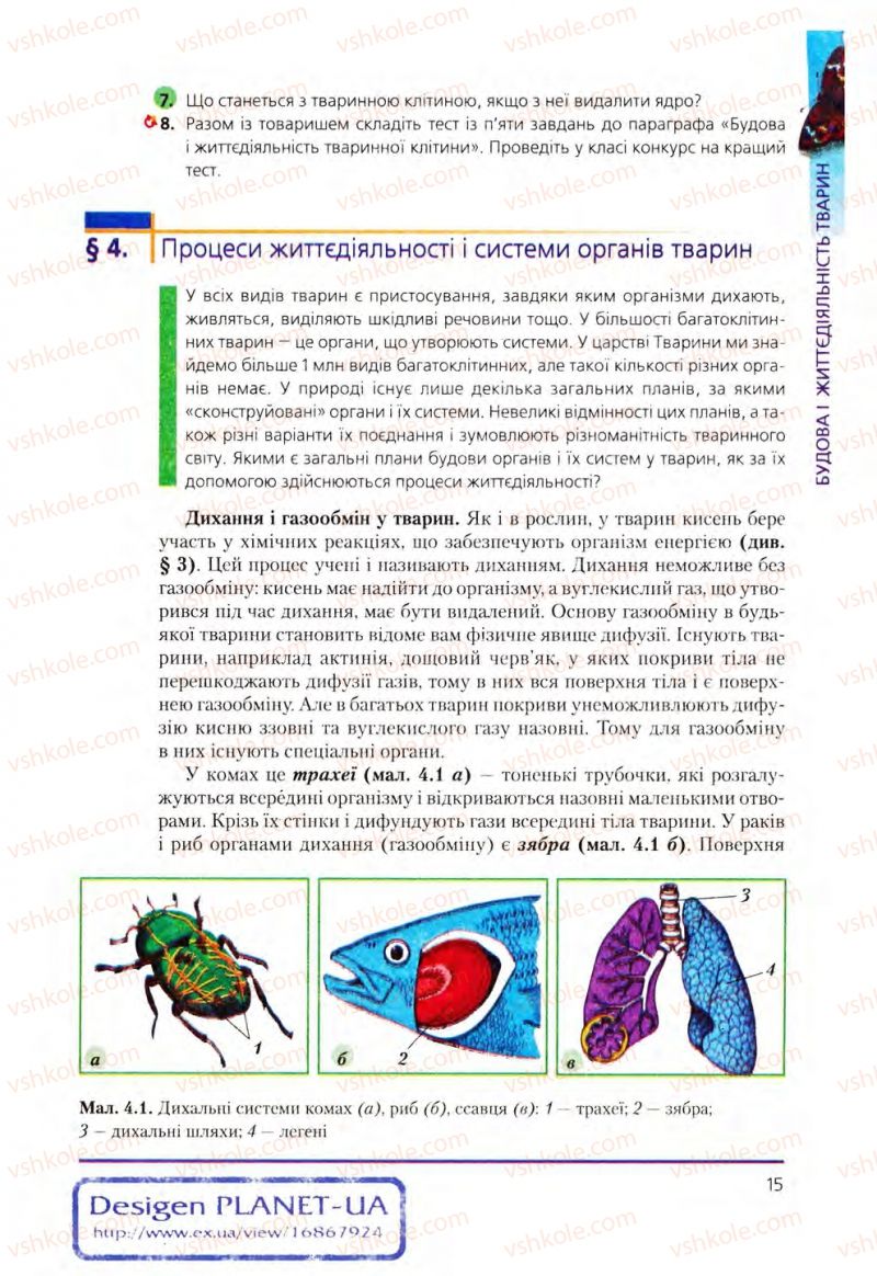 Страница 15 | Підручник Біологія 8 клас Т.І. Базанова, Ю.В. Павіченко, О.Г. Шатровський 2008